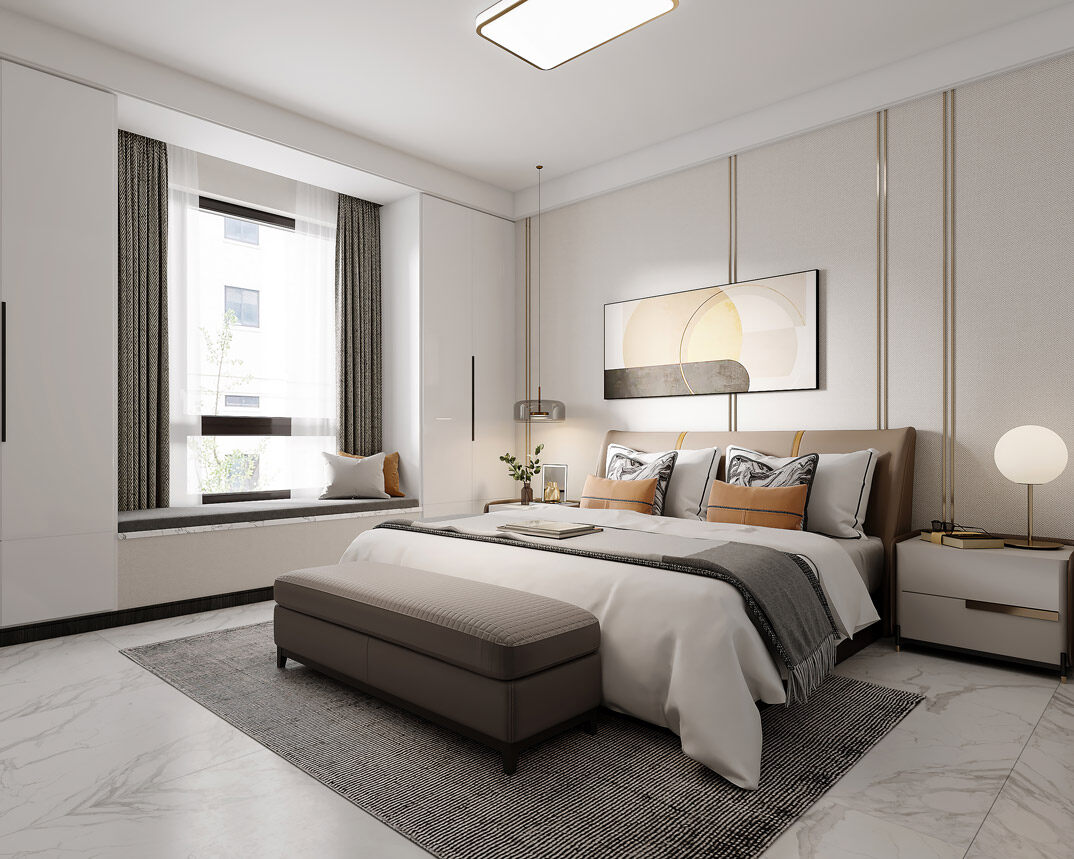 國際公館145㎡四室三廳現(xiàn)代風(fēng)格主臥裝修效果圖